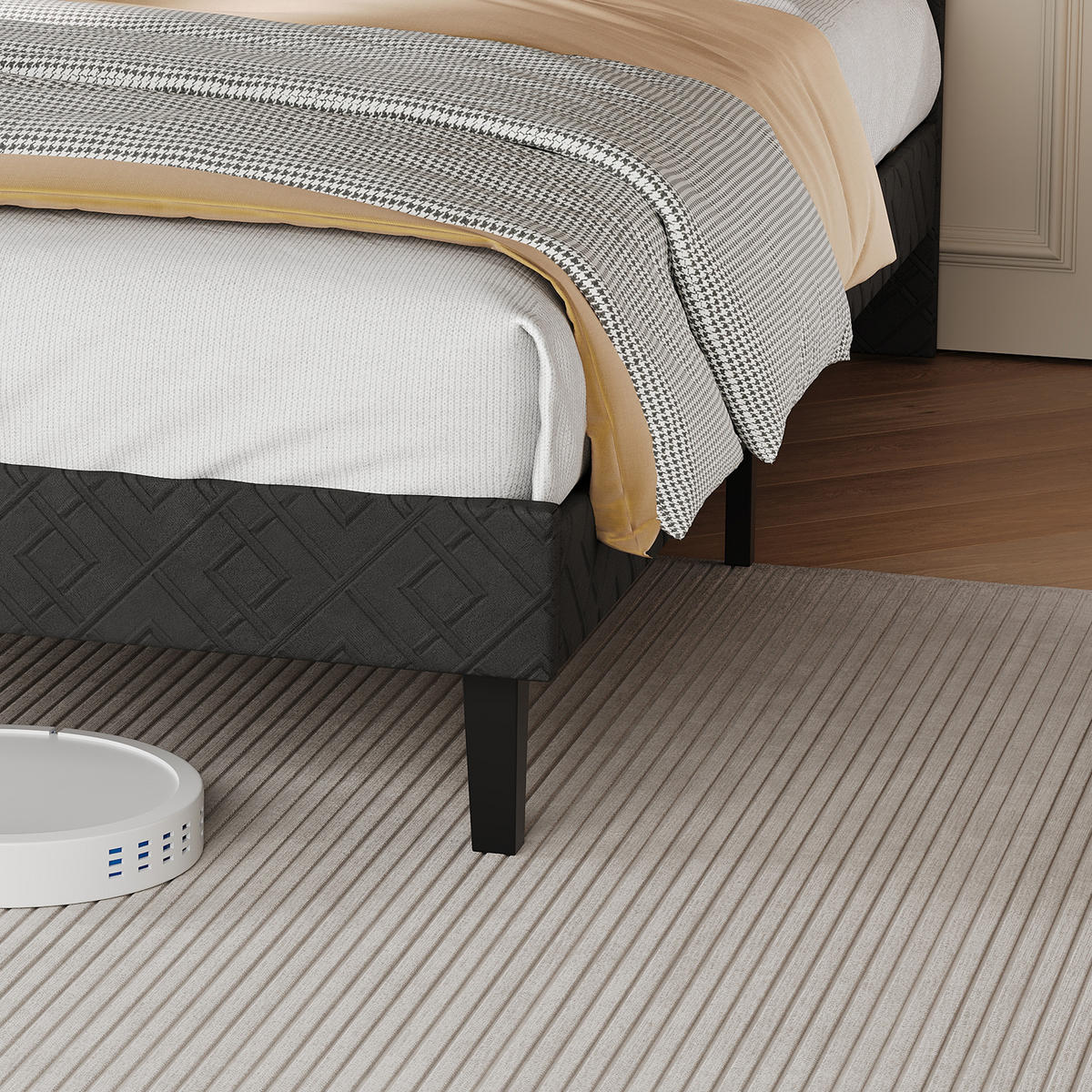 POLSTERBETT 160x200 cm Doppelbett mit Lattenrost, Stoffbett Grau - Grau, Metall (160/200cm) - EuroLiving