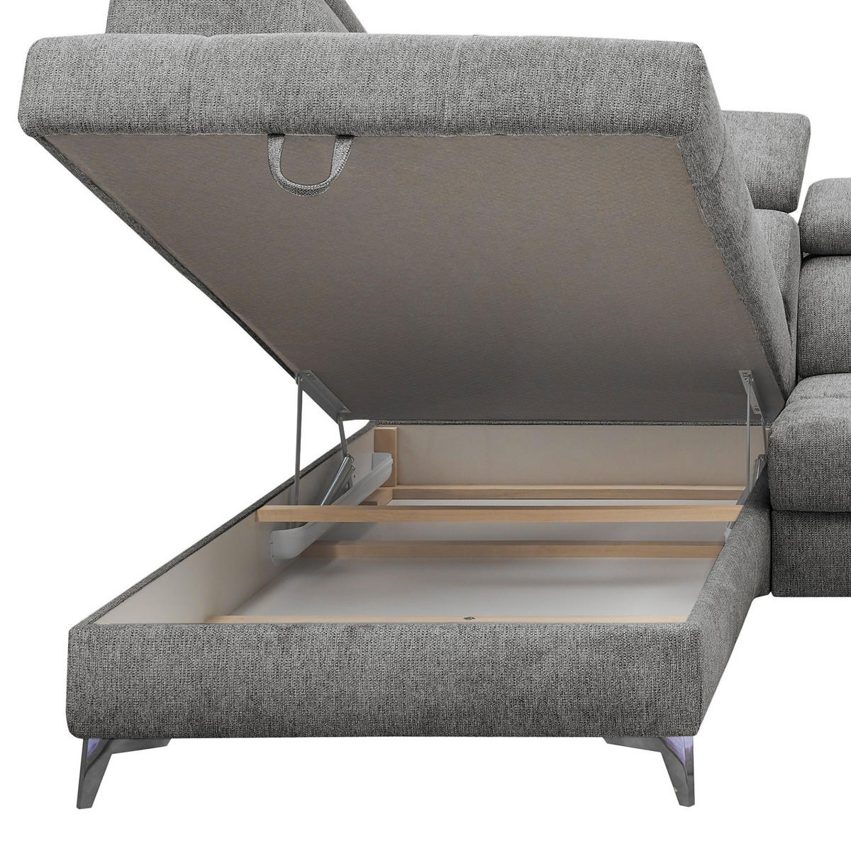 ECKSOFA mit Schlaffunktion - Webstoff - Anthrazit/Schwarz, Kunststoff/Textil (282/198cm) - home24