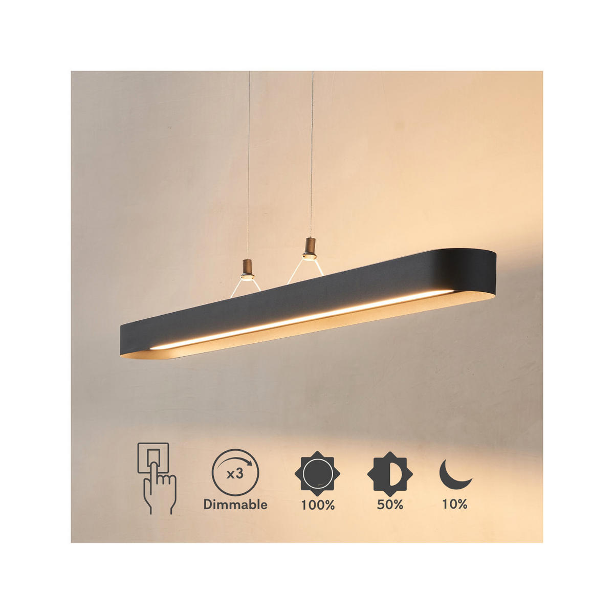 HÄNGELEUCHTE Oswin, Schwarz, 115cm - Schwarz, Metall (120/10.1/6cm) - KOSILUM
