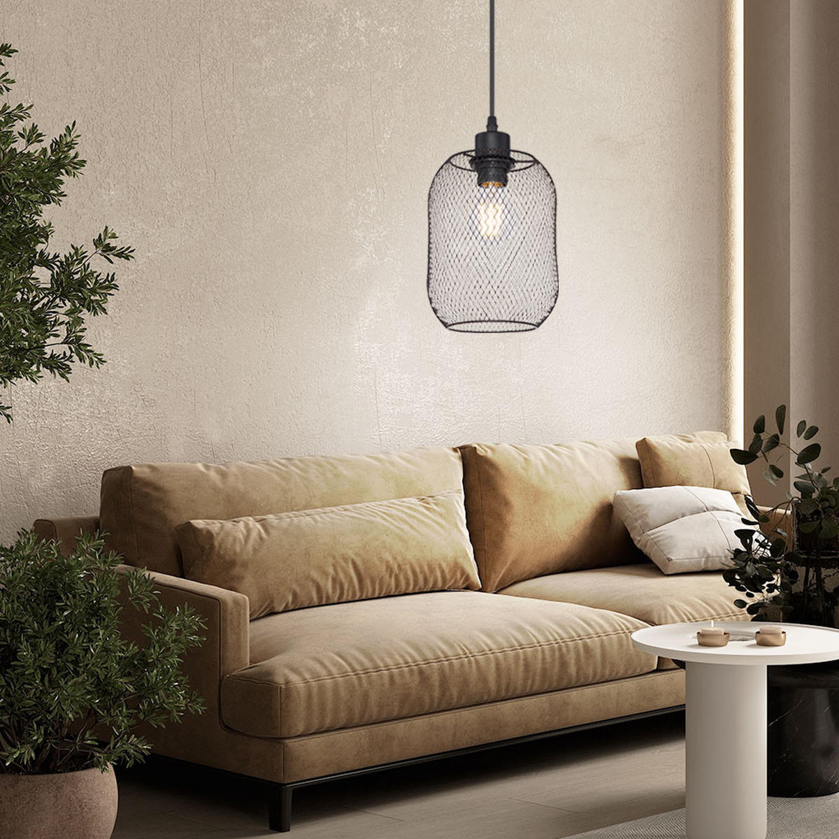 HÄNGELEUCHTE Metall Schwarz matt - Schwarz, Metall (15/15/120cm)