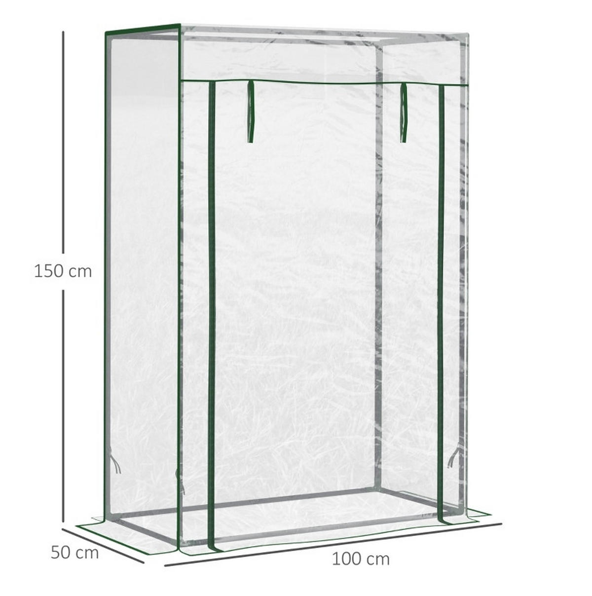 GEWÄCHSHAUS aus Kunststoff 100x50x150 cm in Transparent mit aufrollbarer Tür - Transparent, Kunststoff (50/150/100cm) - Modfu