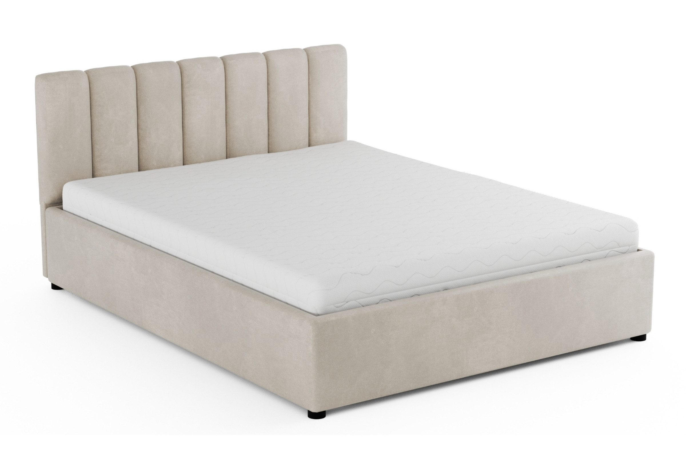 POLSTERBETT VIANA 140/200 in Velours Ecru - Ecru, Holz/Holzwerkstoff (140/200cm) - Deine Möbel 24