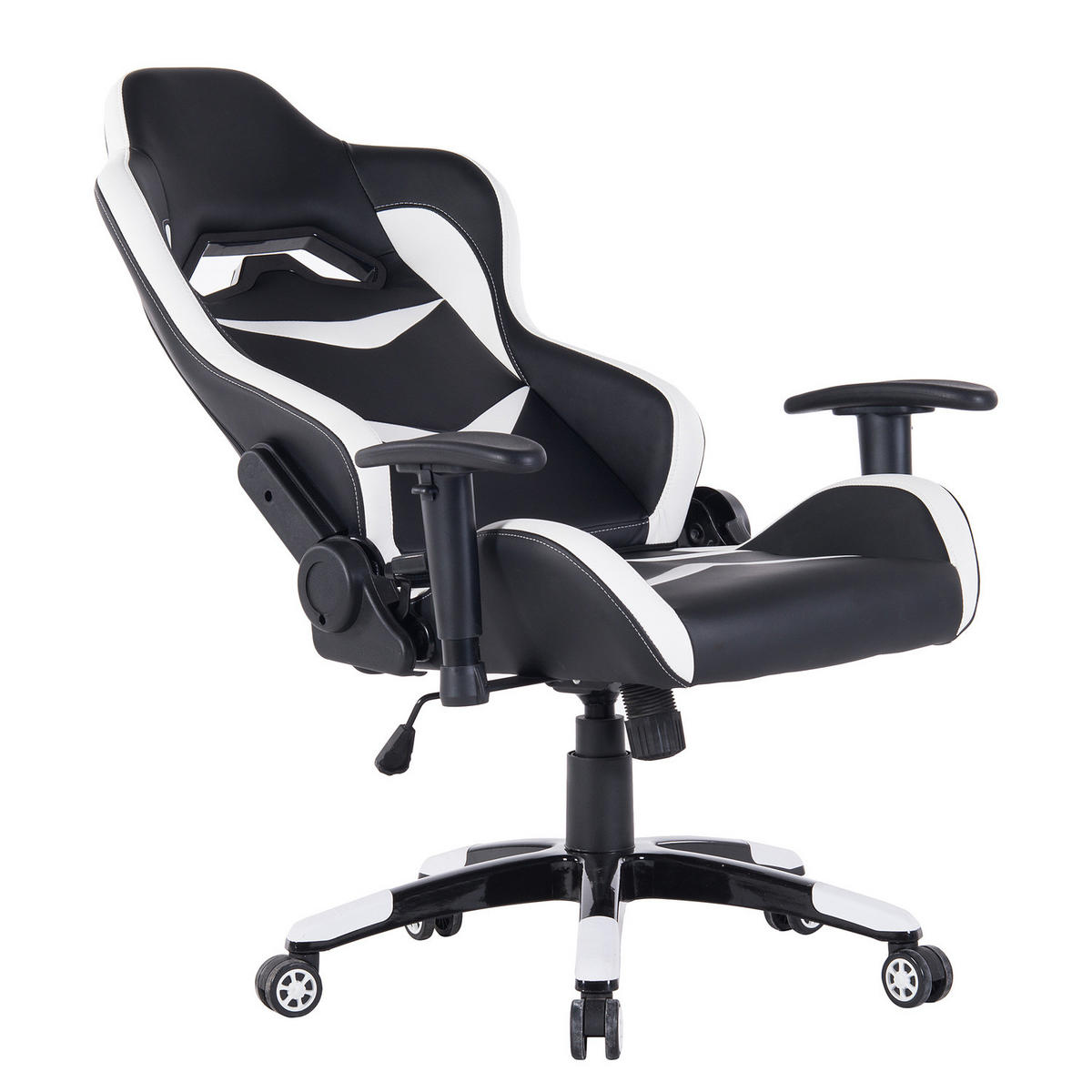 GAMINGCHAIR - Kunstleder - Schwarz / Weiß - Schwarz/Weiß, Kunststoff/Metall (68/126/59cm) - home24
