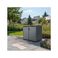 MÜLLTONNENBOX 2er Anthrazit Stahl mit Gasdruckfeder-Deckel 132/80/116 cm - Grau, Kunststoff (80/175/120cm) - Green Spirit