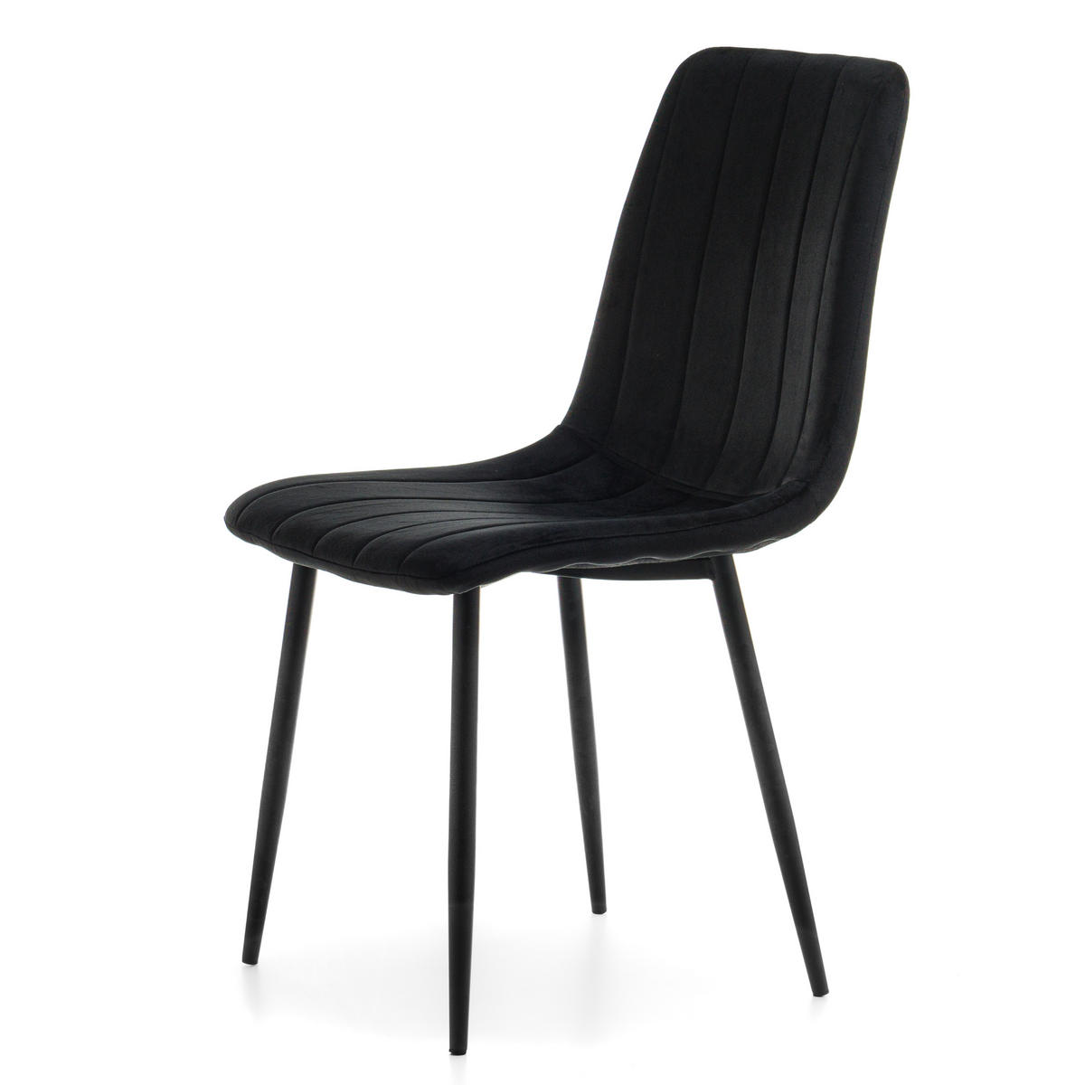 STUHL GELA gepolstert mit Steppung - schwarz - Samt Velours - Schwarz, Textil/Metall (44/89/55cm) - NEW HOME