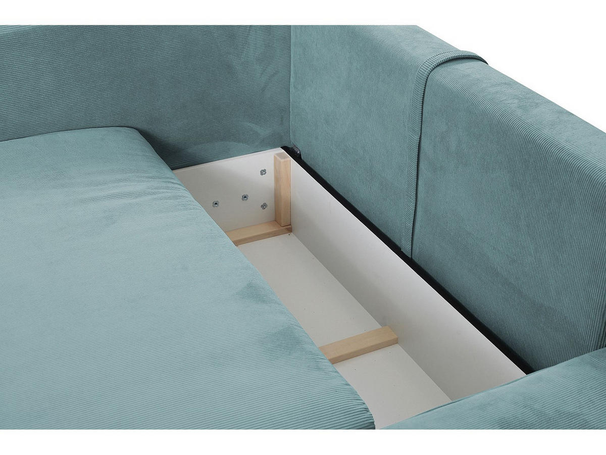 ECKSOFA mit Schlaffunktion - Ecke Rechts - Feincord - Blau - TEODORA - Blau, Textil (230/166cm) - Vente-Unique