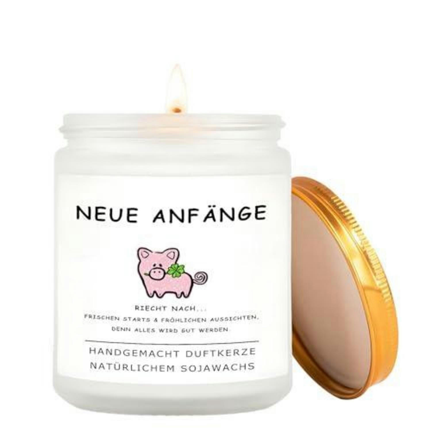 DUFTKERZE Neuanfang Lavendel handgemacht 45h Brenndauer - Weiß, Paraffin (9.1cm)