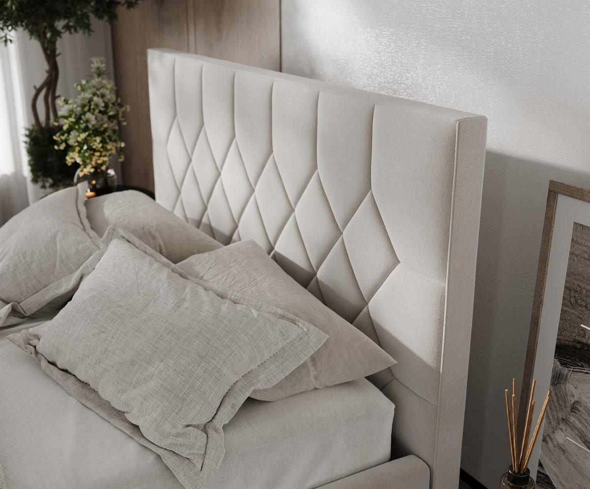 POLSTERBETT Brisa 160/200 cm Hellbeige im Paros Stoff - Beige/Schwarz, Holz/Holzwerkstoff (160/200cm) - AltaBeds