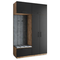 GARDEROBENSCHRANK REMA 150/240/60 cm Modern Garderobe-Set Eiche Lefkas - Eichefarben/Schwarz, Holzwerkstoff (150/240/60cm) - MASSENO