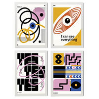 POSTER Set mit 4 abstrakten KubismusAkzeptanz Ästhetische A4 Weißer Rahmen - Weiß, Papier (29.7/3cm) - Nacnic