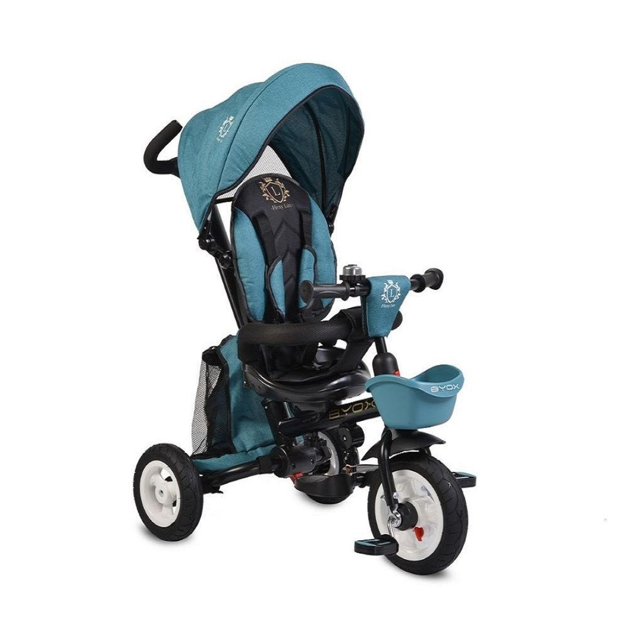 DREIRAD Flexy Lux 3 in 1 türkis Tricycle klappbar, Gummireifen, drehbarer Sitz - Grün, Metall (75/52/110cm)