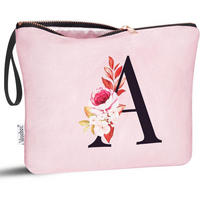 KULTURBEUTEL mit Initial A und Blumenprint Pink - Rosa, Textil (20/1/25cm)