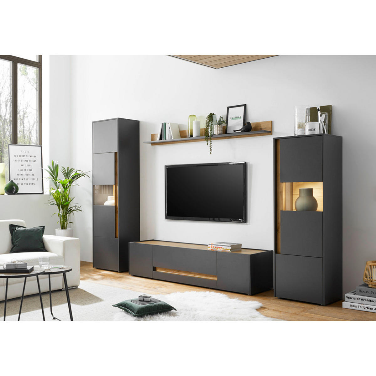 LOWBOARD Crisp-61 - Anthrazit, Holzwerkstoff (140/40/45cm) - Lomado