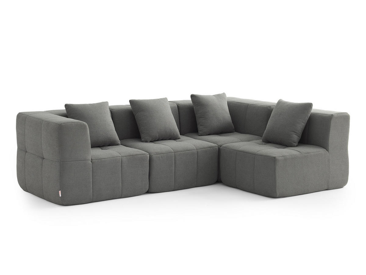 ECKSOFA Bouclé-Stoff Wolkengrau - Grau, Textil (260/175cm) - MILYsofa