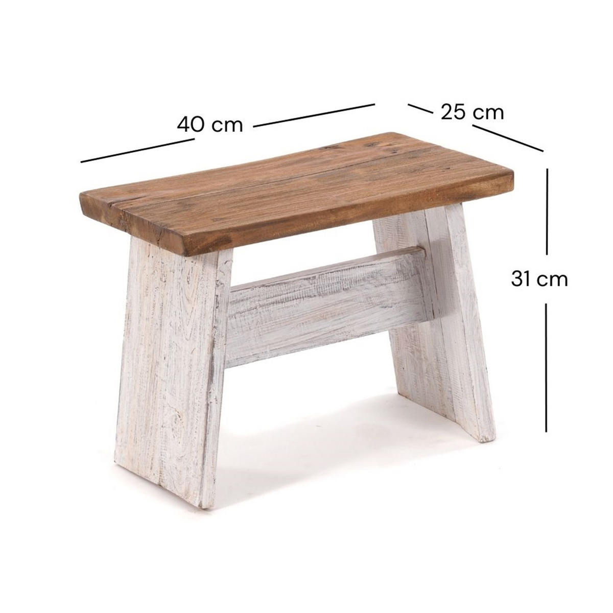HOCKER SCHEMEL 40 Mahagoni Massivholz 05 weiß-natur - Multicolor, Holz (40/31/25cm) - DESIGN DELIGHTS