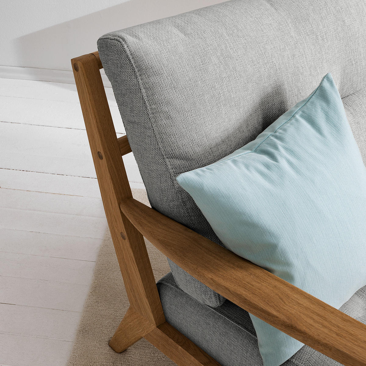 SESSEL - Hellgrau/Braun, Eichenholz/Holz (83/80/75cm) - home24