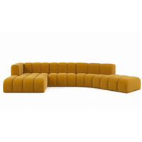 ECKSOFA L-Form GRAND Round, Stoff Salvador, Gelb, Links - Gelb, Holz (445/179cm) - Kaiser Möbel