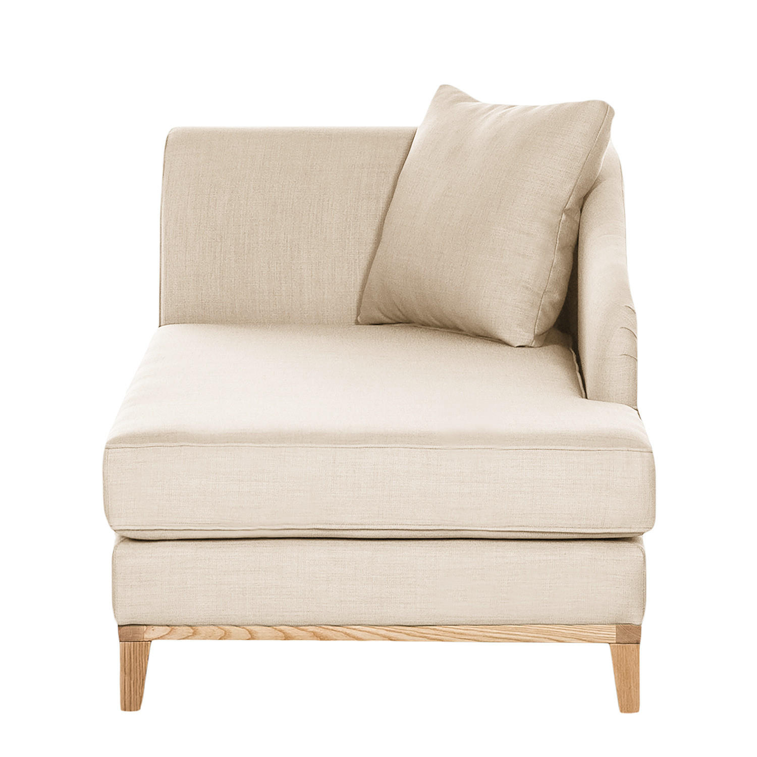 RECAMIERE - Samtstoff - Beige, Eichenholz/Textil (165/77/82cm) - home24