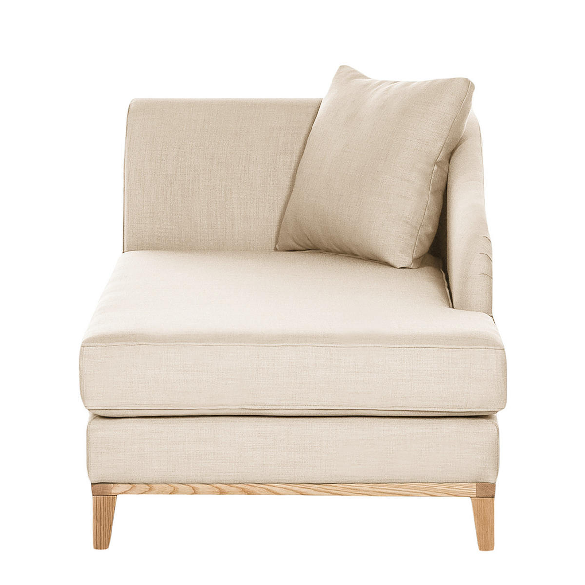 RECAMIERE - Samtstoff - Beige, Eichenholz/Textil (165/77/82cm) - home24