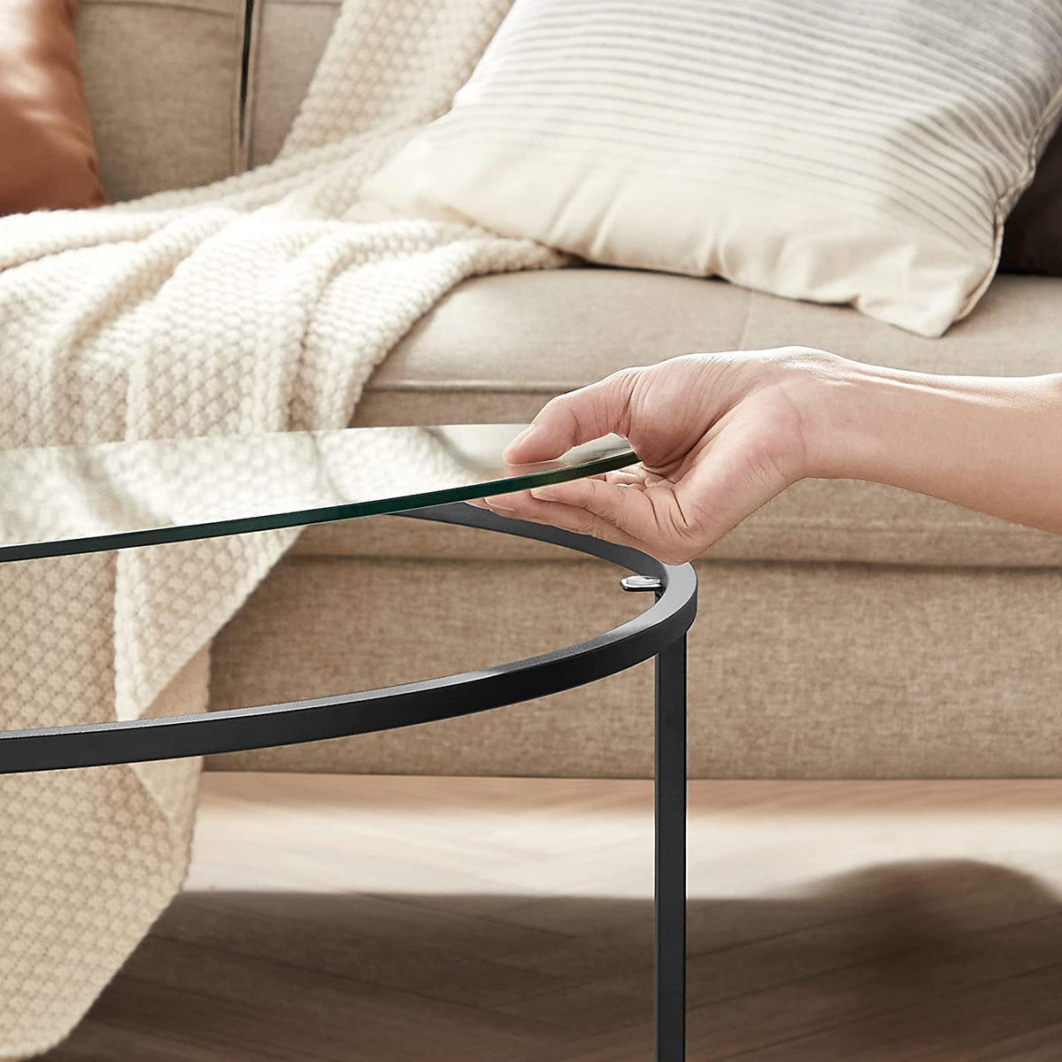 COUCHTISCH - Schwarz, Metall (84/84/46cm) - Hansiro