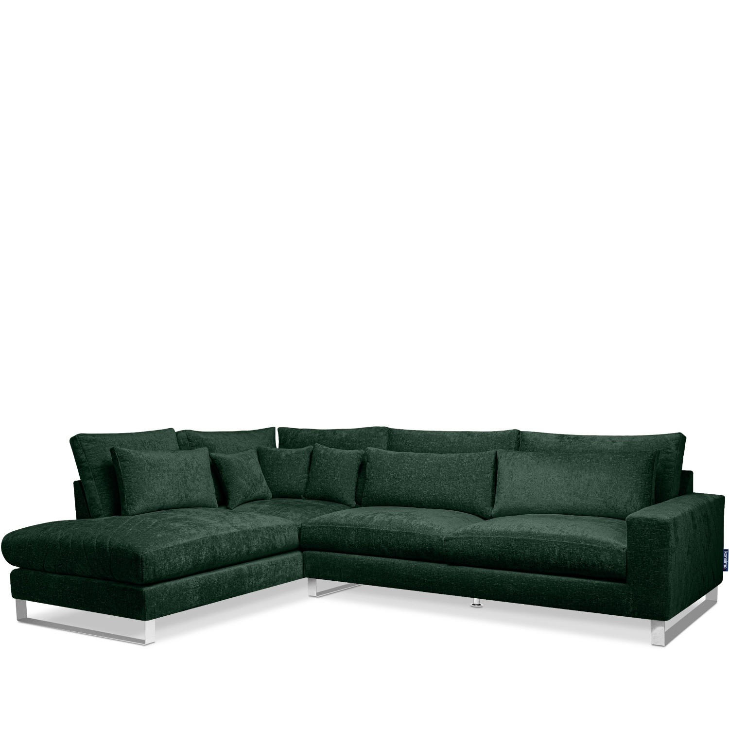 ECKSOFA LINKS BRENTIS Chenille-Stoff, Grün - Grün, Textil (314/224cm) - KONSIMO®