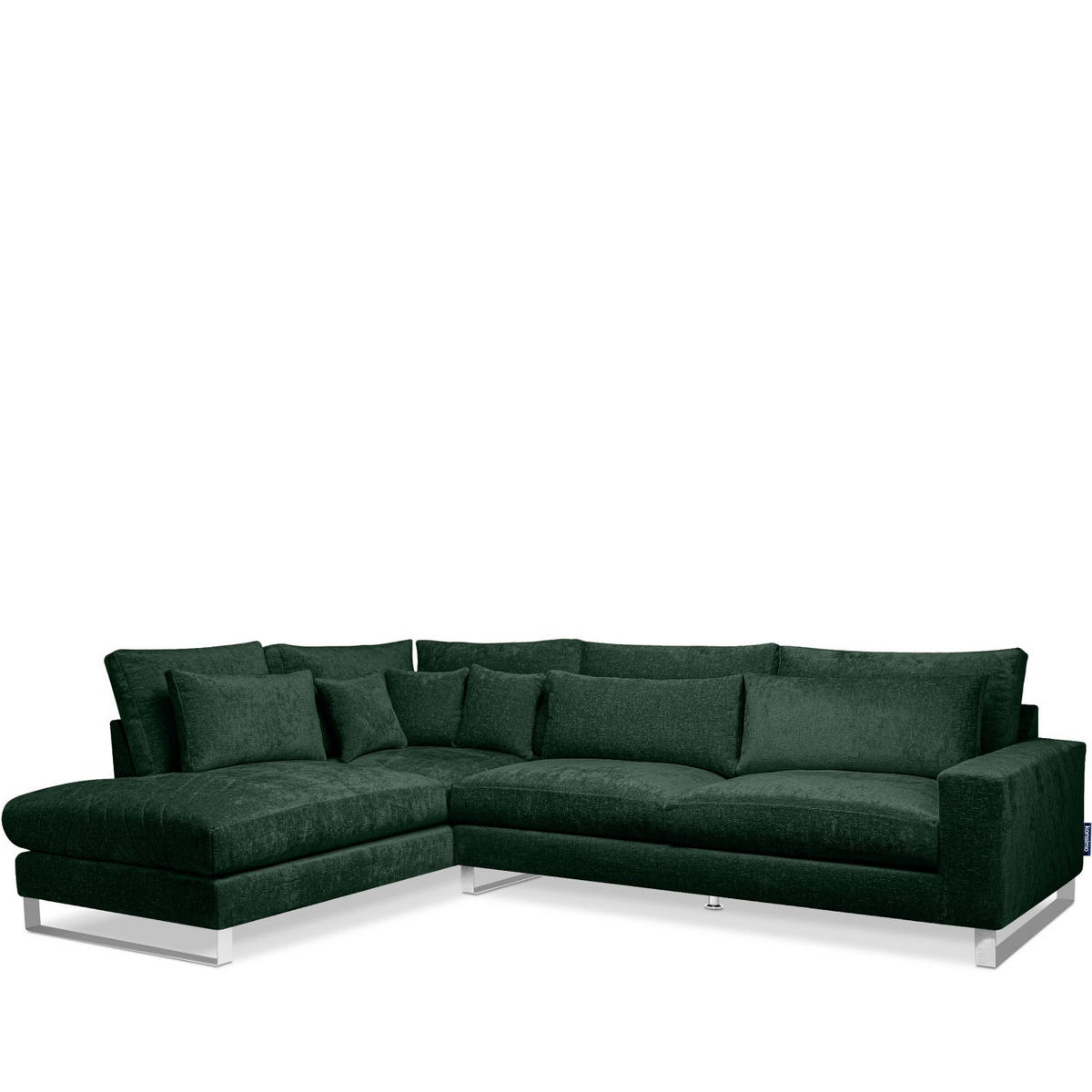 ECKSOFA LINKS BRENTIS Chenille-Stoff, Grün - Grün, Textil (314/224cm) - KONSIMO®