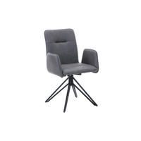 DREHSTUHL CEBU - Anthrazit/Schwarz, Leder/Metall (50/85/50cm) - SAM