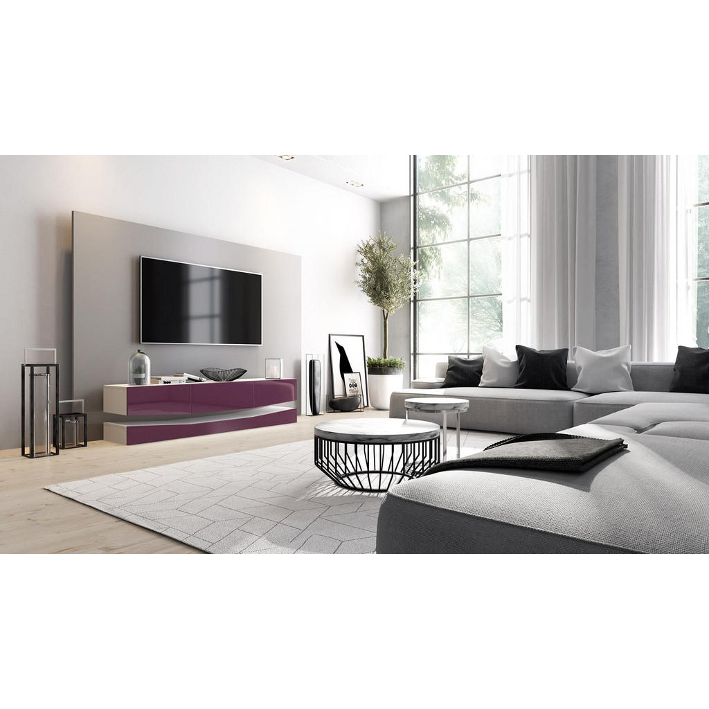 Thumbnail - Vladon Lowboard, Brombeere, Holzwerkstoff, 178x48x39 cm, Wohnzimmer, Wohnwände, Lowboards, Lowboards stehend