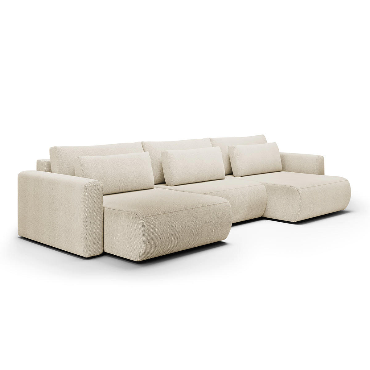 PANORAMASOFA Evy 4 Sitzplätze Beige - Beige, Holz (340/82/149cm) - Petits-meubles