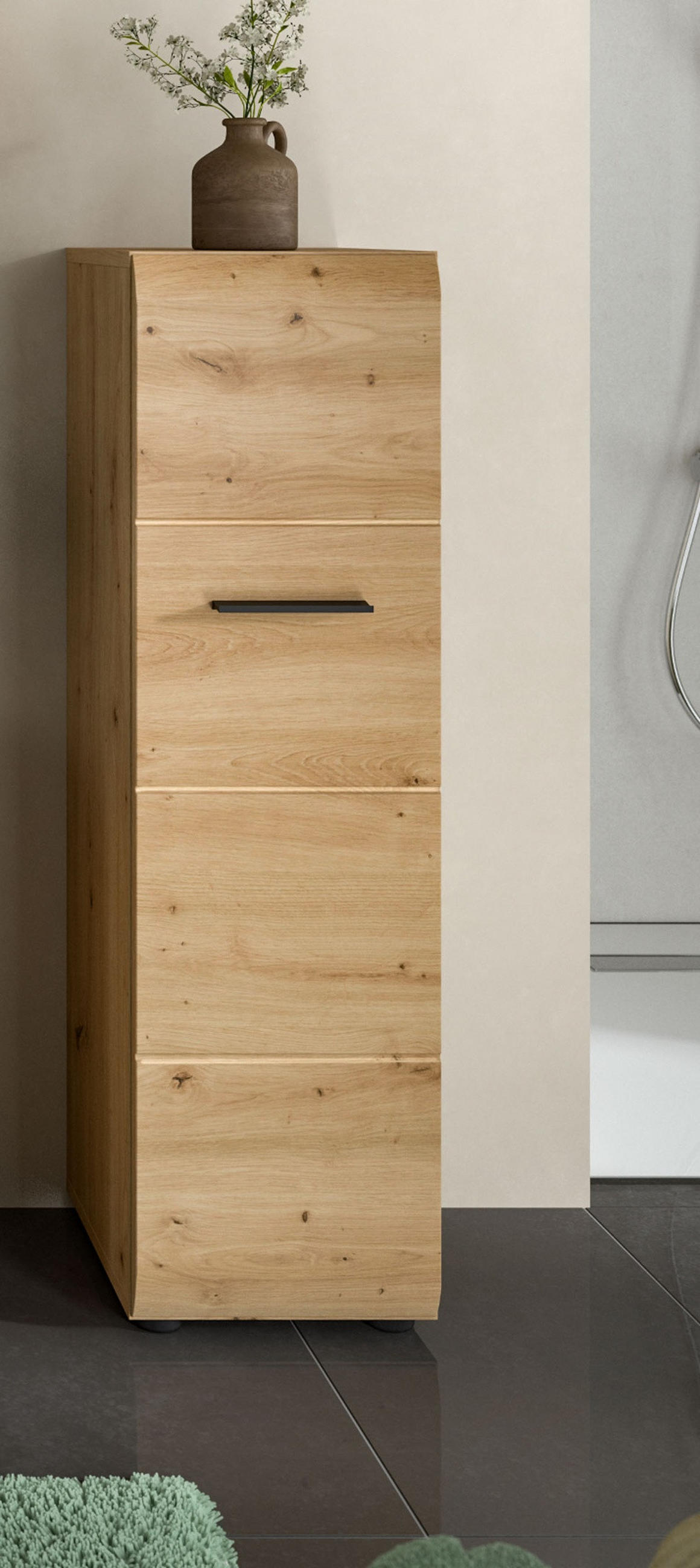 BADKOMMODE Eiche Artisan, Badezimmer Kommode hängend oder stehend 30 x 60 cm, Cover - Schwarz/Eiche Artisan, Holzwerkstoff/Kunststoff (30/106/30cm) - Inn.Furn