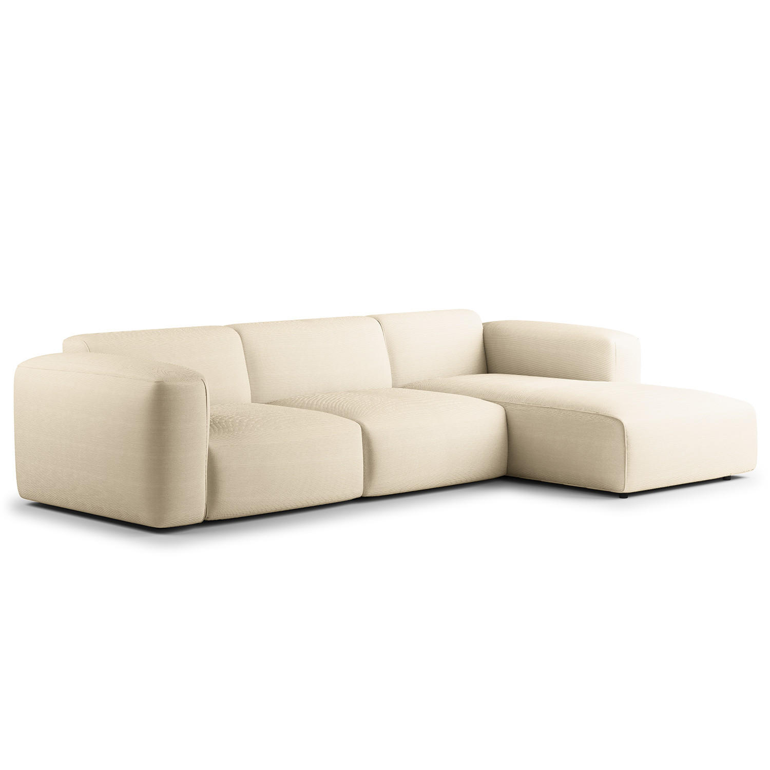 3-SITZER ECKSOFA mit Longchair - Beige/Schwarz, Kunststoff/Textil (284/173cm) - home24