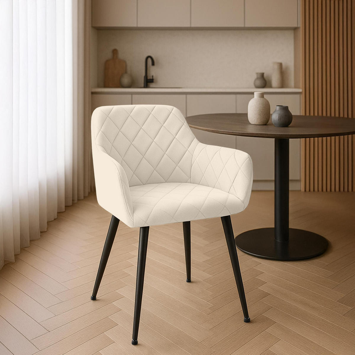 ARMLEHNENSTUHL Samt Creme - Creme, Textil (53/83/61cm) - CLP