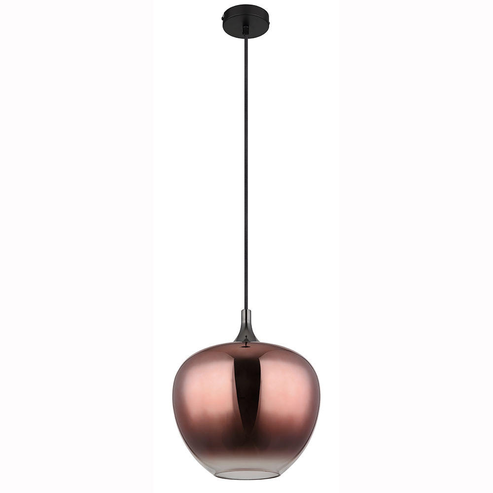 LED HÄNGELEUCHTE Glas Kupfer Schwarz Chrom - Kupferfarben, Glas (29/29/120cm) - Globo Lighting