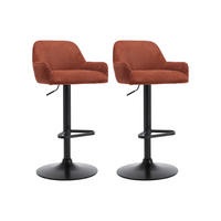 BARHOCKER 2er-Set höhenverstellbar - Cord & schwarzes Metall - Terrakotta - LILIYA - Braun, Textil (51/102/49cm) - Vente-Unique