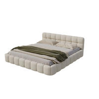 POLSTERBETT 140x190 cm, mit Lattenrost, Moderner Stil, Leinen, Beige, ohne Matratze - Beige, Holz (140/190cm) - WoodenAura