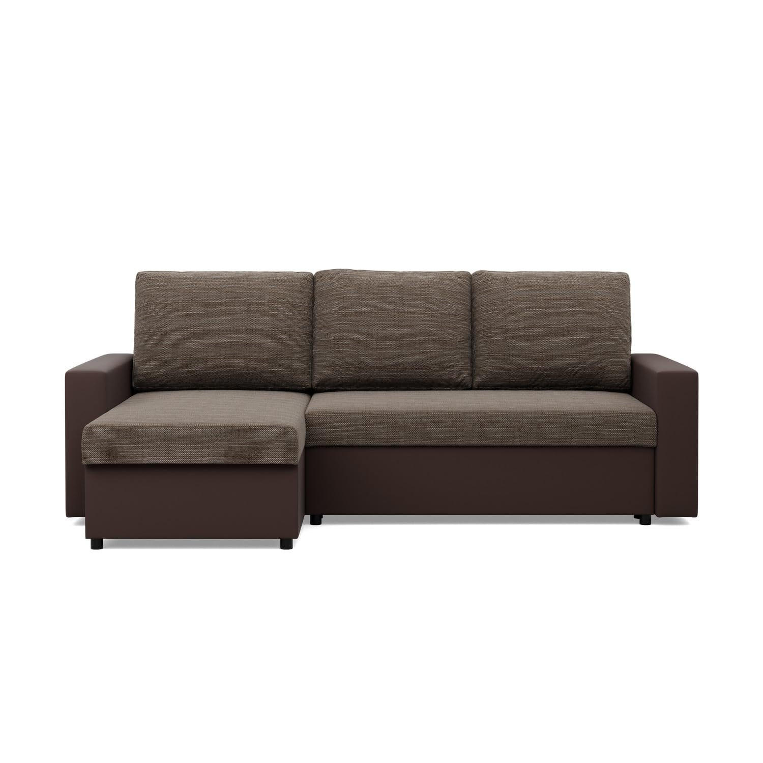 ECKSOFA MIT SCHLAFFUNKTION LUNA, Braun + Braun - Braun, Textil (231/140cm)