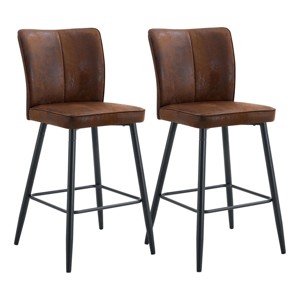 BARSTUHL 2er Set Braun in Vintage-Optik - Braun, Textil (44/101/44cm) - Urban Meuble