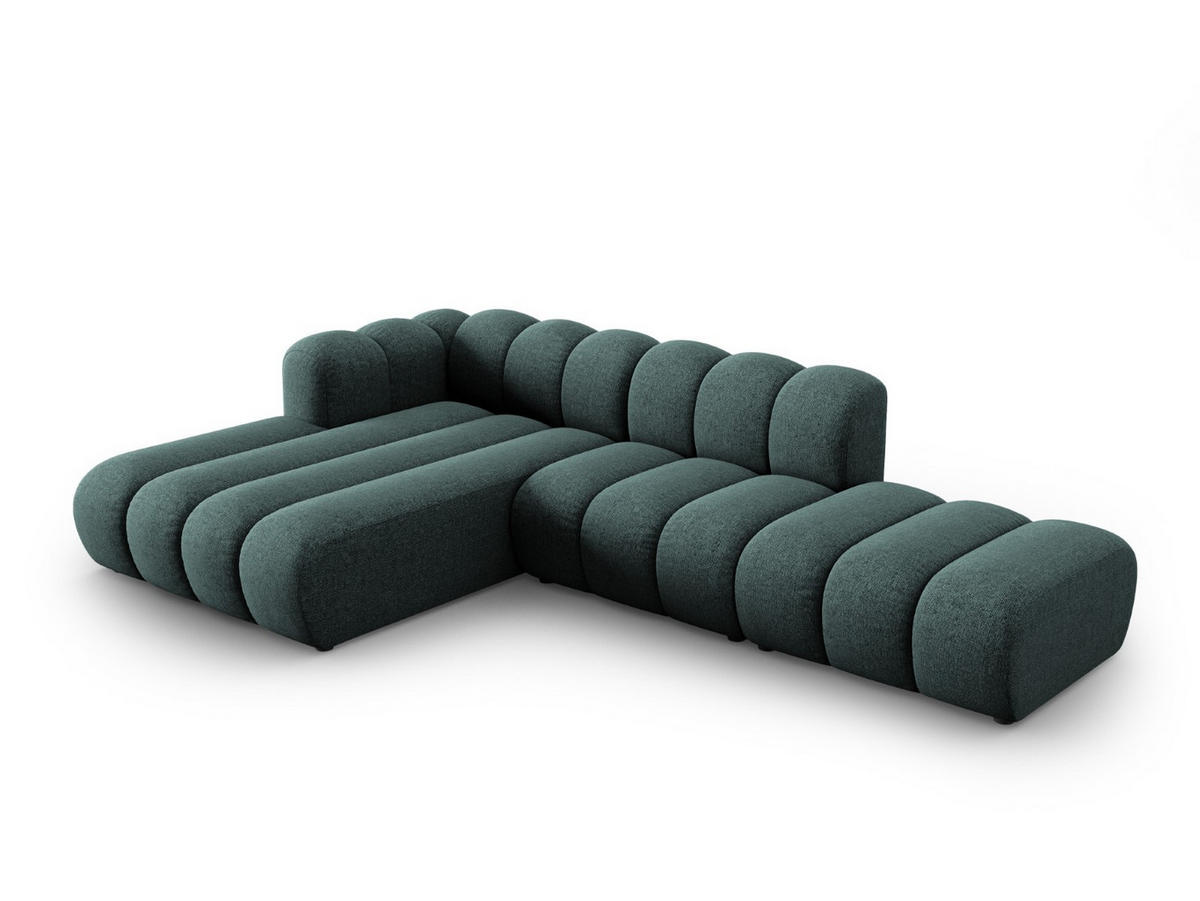 ECKSOFA modular links Lupine aus Chenille-Stoff petrol 5 Sitzplätze - Petrol, Textil (177/299cm) - Micadoni