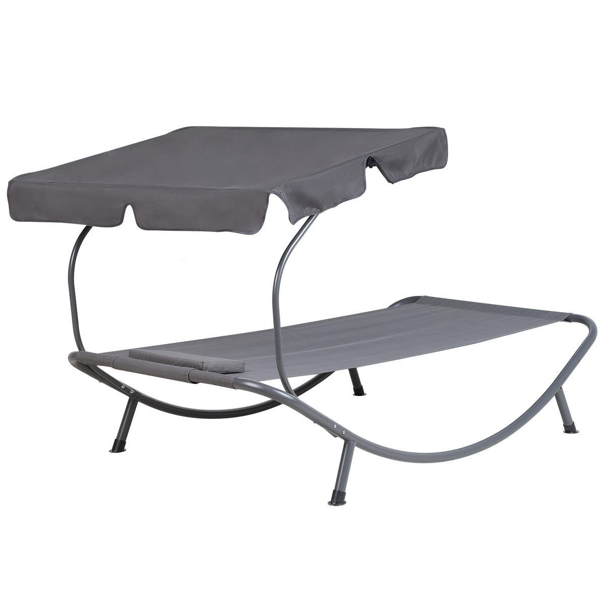 GARTENLIEGE mit Dach grau Terno - Grau, Metall (110/110/200cm) - Beliani