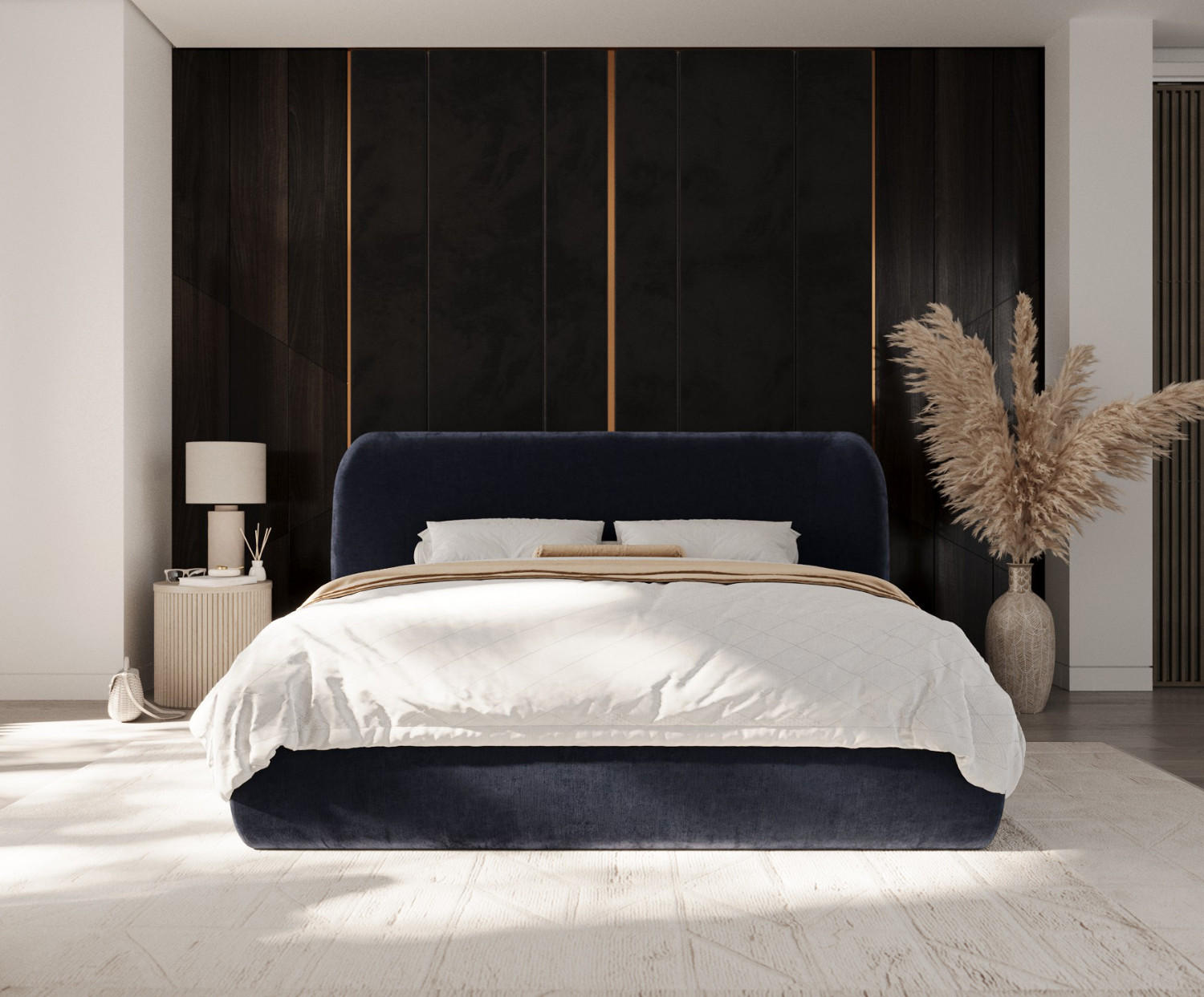 Thumbnail - AltaBeds Polsterbett, Dunkelblau, Textil, Buche, Kiefer, 180x200 cm, Oeko-Tex® Standard 100, Handmade in Europe, Schlafz...