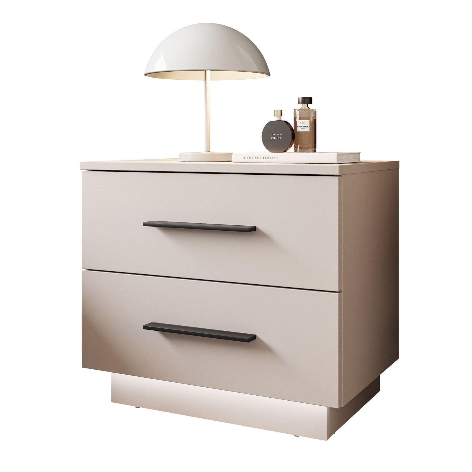 NACHTTISCH LINA KASCHMIR II mit schwarzen Griffen - Kaschmir, Holzwerkstoff (55/50/37cm) - Lookway