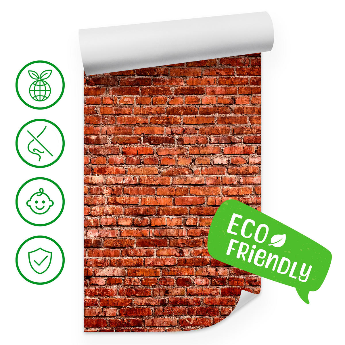 FOTOTAPETE für Wohnzimmer Alte Rote Ziegelwand Rustikal 300x210 - Rot/Orange, Papier (300/210cm) - Muralo