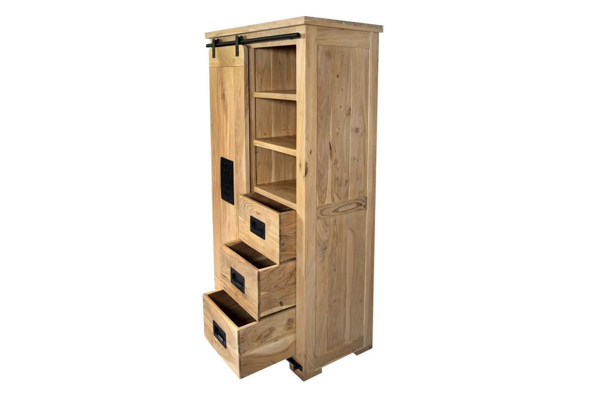 HIGHBOARD LIBRO - Beige/Naturfarben, Akazienholz/Holz (90/150/45cm) - SAM