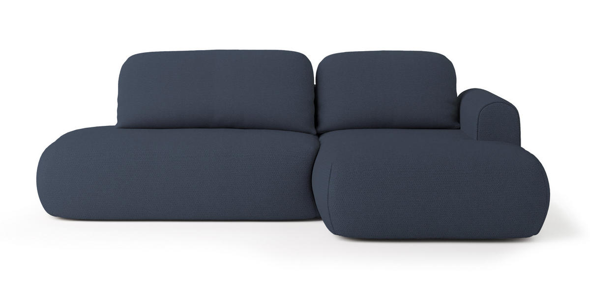 ECKSOFA NUVIRA R-S Blau Geflochtener Stoff mit Schlaffunktion - Blau, Holz (274/165cm) - MASSENO