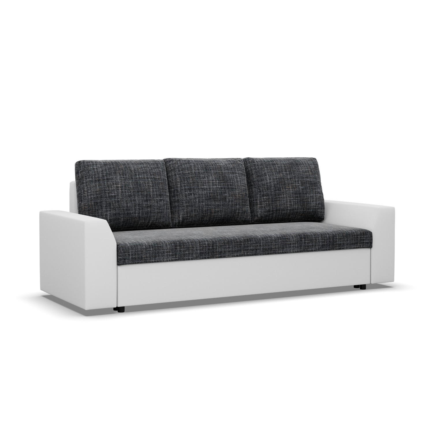 SOFA 3-SITZER MIT SCHLAFFUNKTION LUGO Dunkelgrau/Weiß - Dunkelgrau/Weiß, Textil (92/92/232cm) - Mebligo