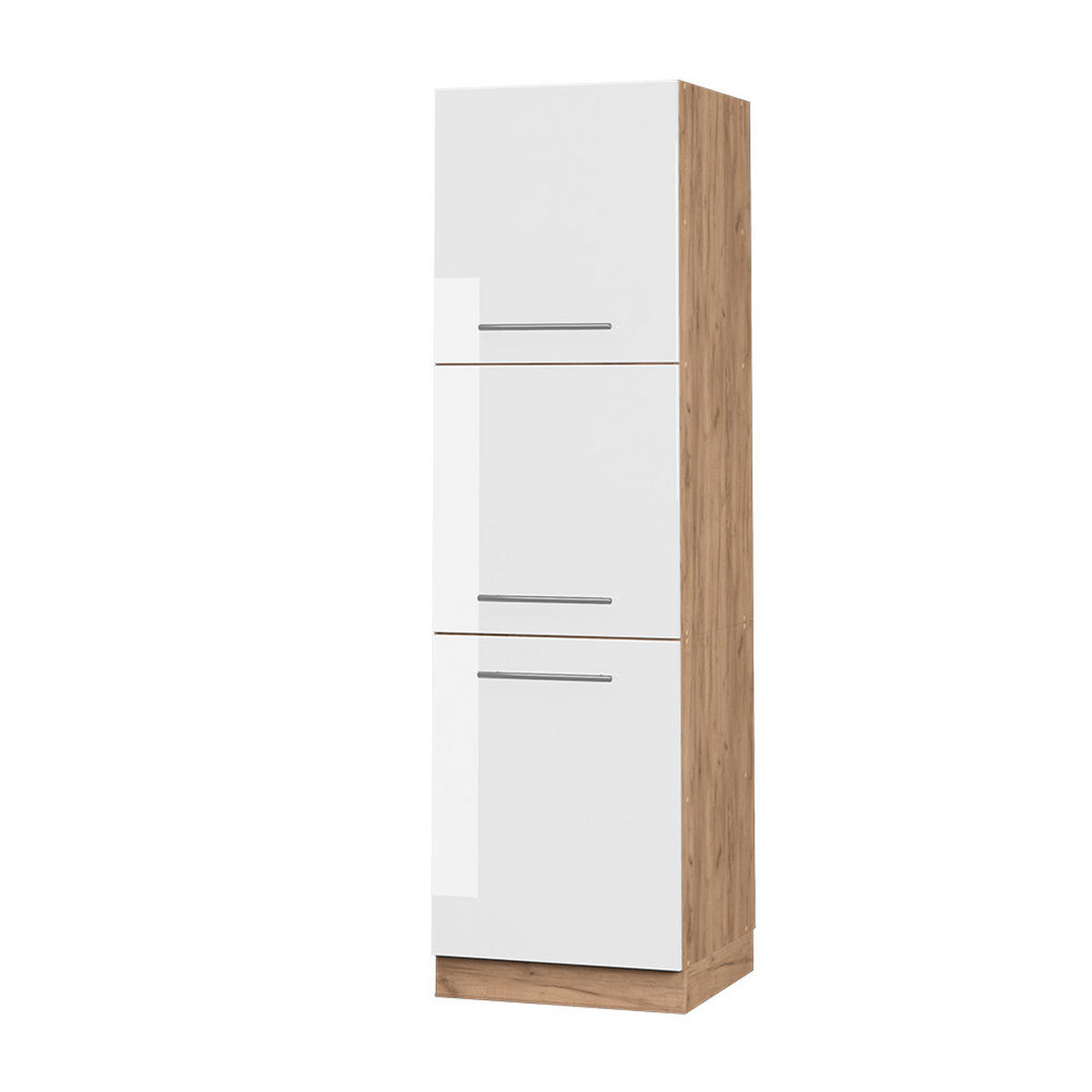 HERDUMBAUSCHRANK Fame-Line Weiß Hochglanz 60 cm - Honigeiche/Weiß Hochglanz, Holzwerkstoff (60/206.8/58cm) - Vicco