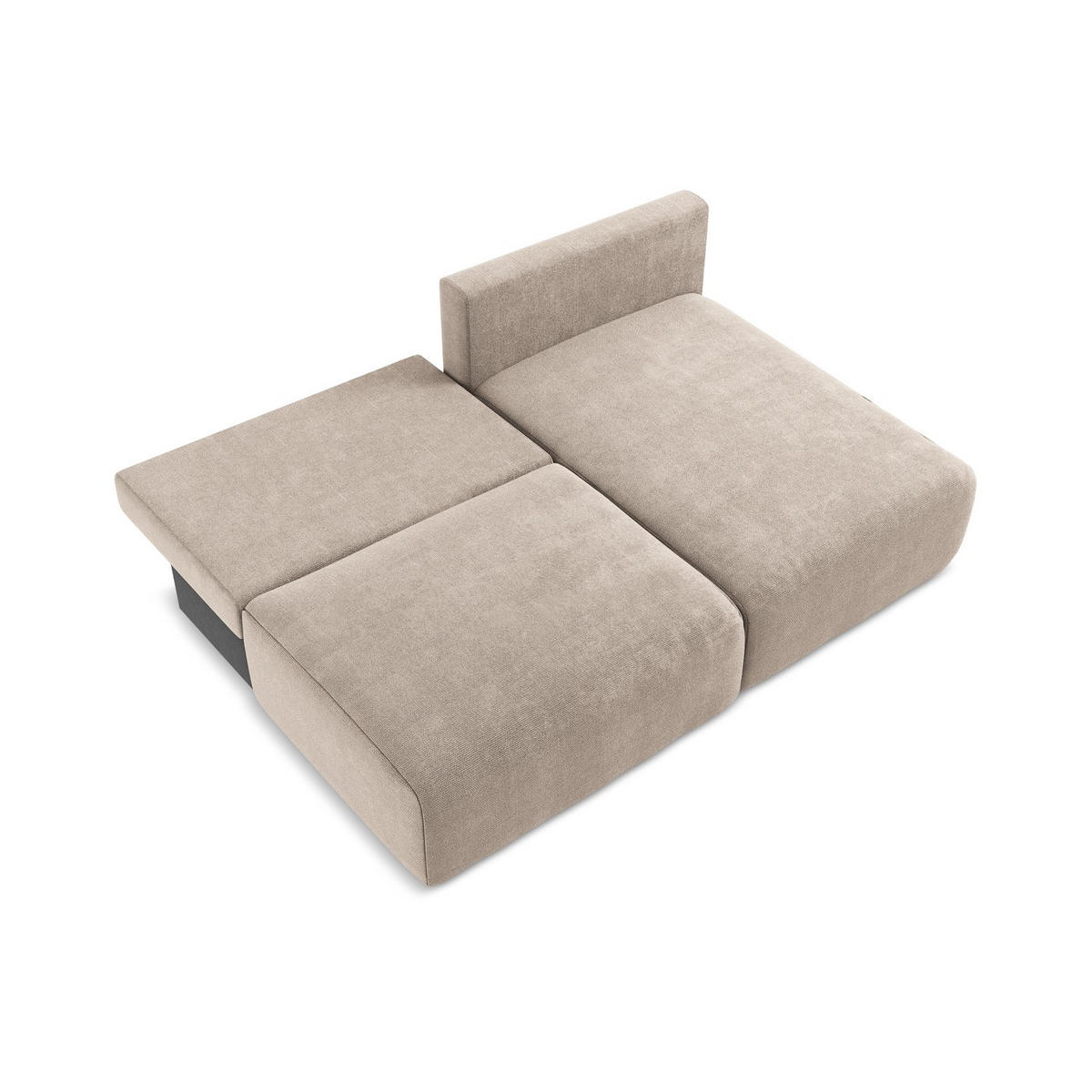 ECKSOFA mit Schlaffunktion rechts Chenille Stoff Beige - Beige/Schwarz, Kunststoff/Textil (210/149cm) - LaMiaSofa
