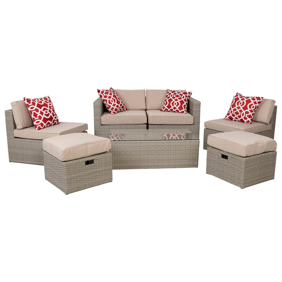 GARTENLOUNGE aus Rattan - Grau, Naturmaterialien - Wanderlust