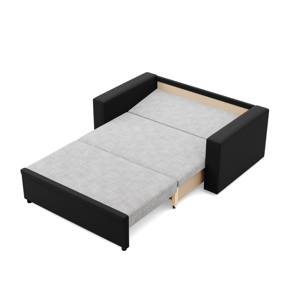 SOFA 2-SITZER MIT SCHLAFFUNKTION LUNA, Grau + Schwarz - Schwarz/Grau, Textil (148/90/87cm)