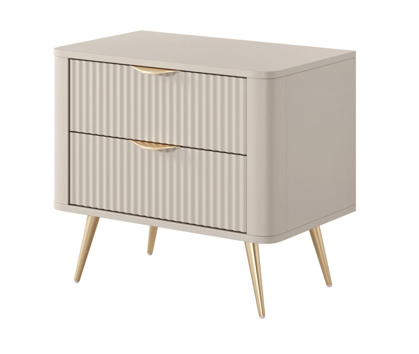 NACHTSCHRANK 63 cm mit Schubladen, 63 cm, Beinen, Beige - Beige/Goldfarben, Holz/Metall (63/55/38cm) - Emporius